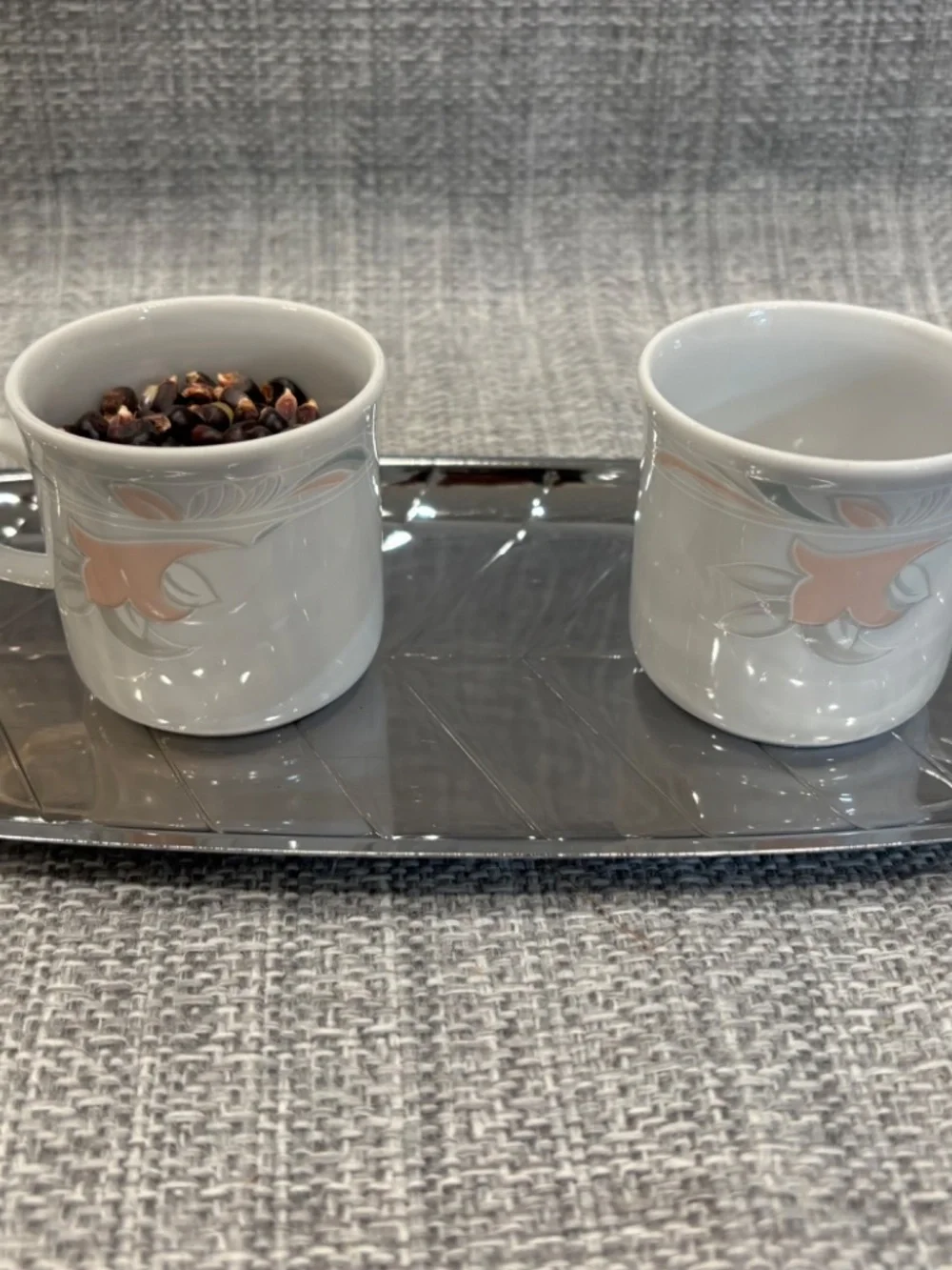 metal leaf tray & mini teacup pouring 1:1 practical life by idlewild montessori